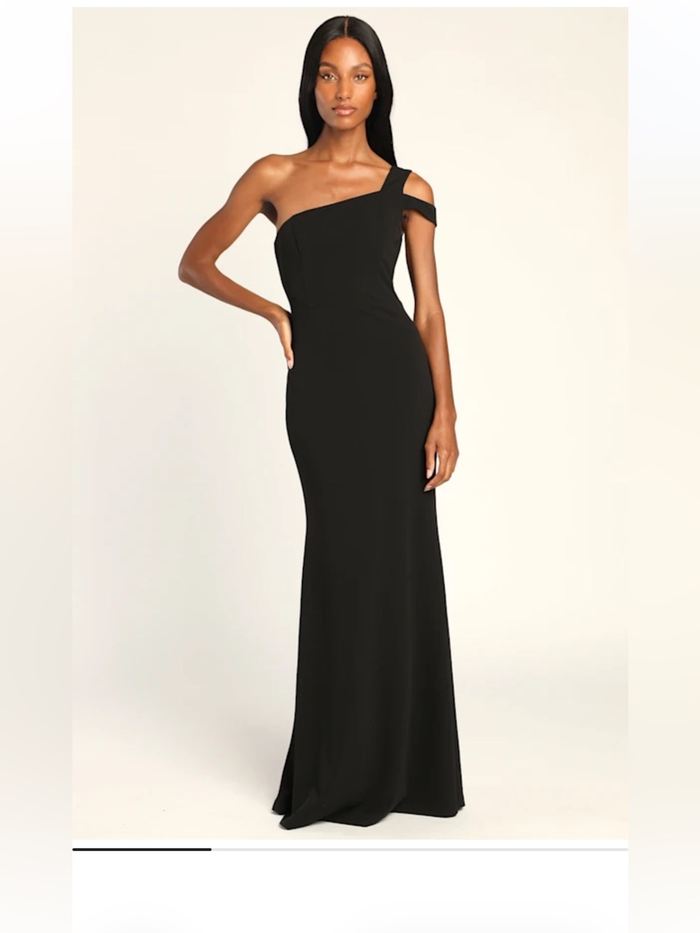 Lulu's Black One-Shoulder Make an Entrance Mermaid Maxi dress